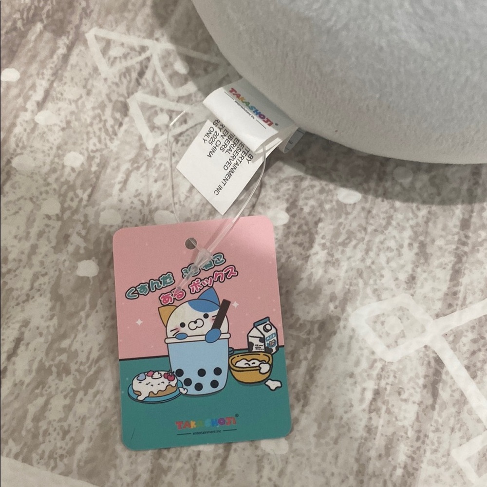 White and Blue Stuffed Boba Cat - Picture 2 of 16